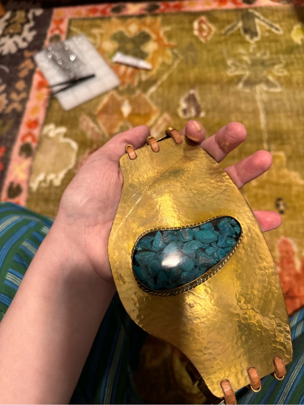 Free People ✨RARE✨ Dorado Wrap Belt Gold & Turquoise Bohemian OS - Picture 7 of 12